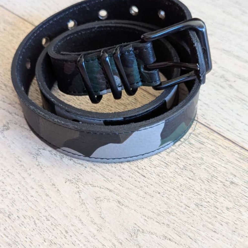 Camo Leather Belt with black buckle